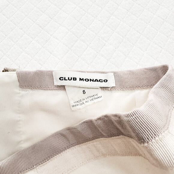 Club Monaco Cream Pencil Skirt Contrast Brown Band Size 8 - Picture 5 of 7